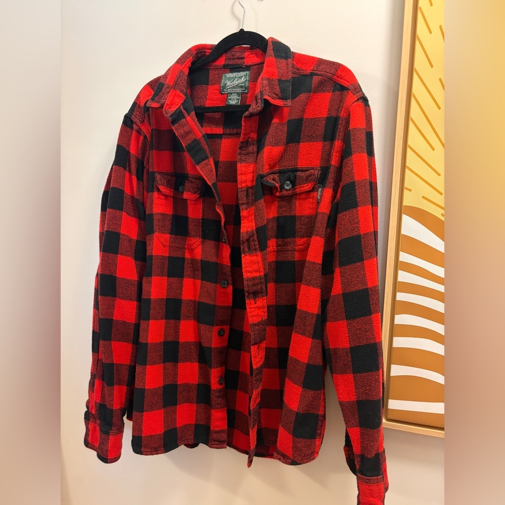 Woolrich Red and Black Checkered Shirt soft Men’s XL. 26” P2P